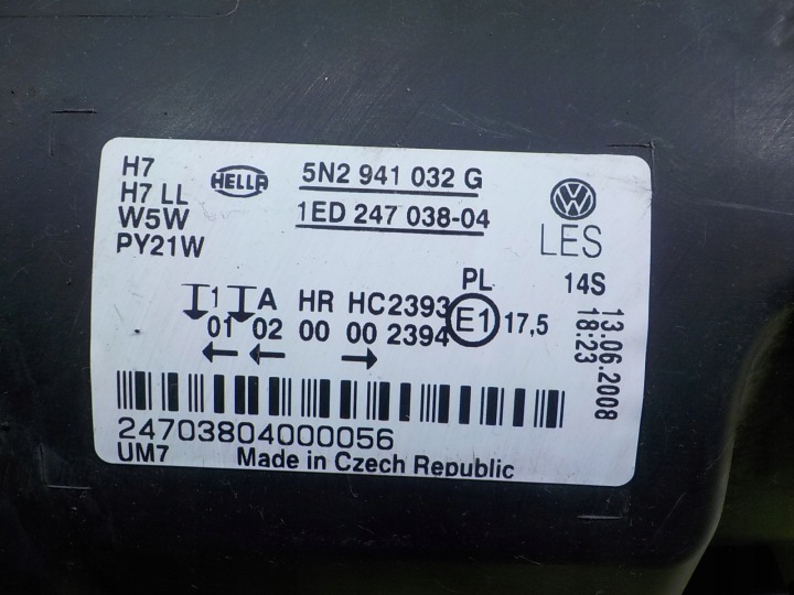 VW TIGUAN I 09R 2.0 TDI 5D PHARE DROITE AVANT 5N2941032G