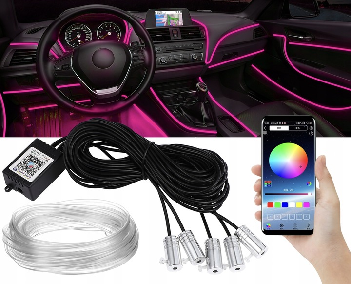 LEDY DIOPARA LUMINOSO LED CINTA RGB NEONY PARA INTERIOR COCHE AUTO 