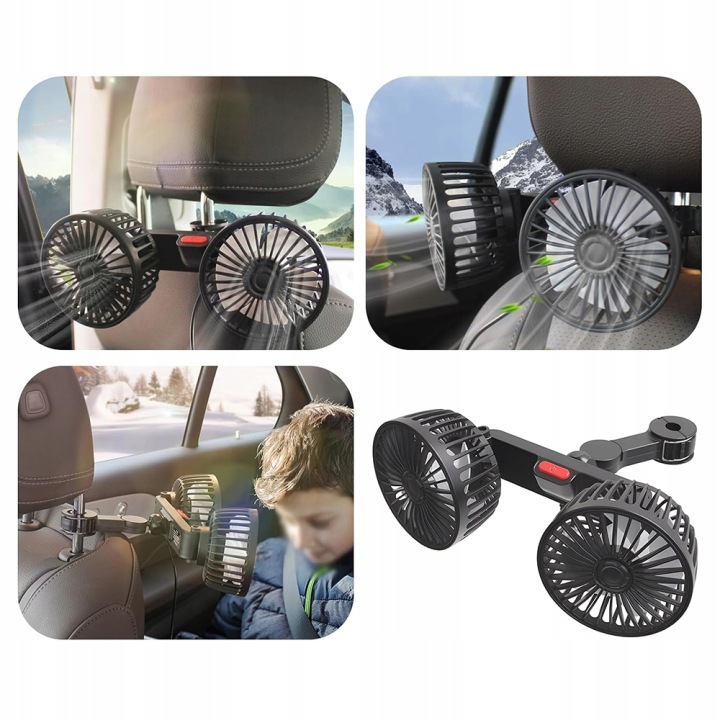 VENTILATEUR AUTOMOBILE USB 10W 3B NOIR 21.5CM AVEC ÉTRIER DE FIXATION