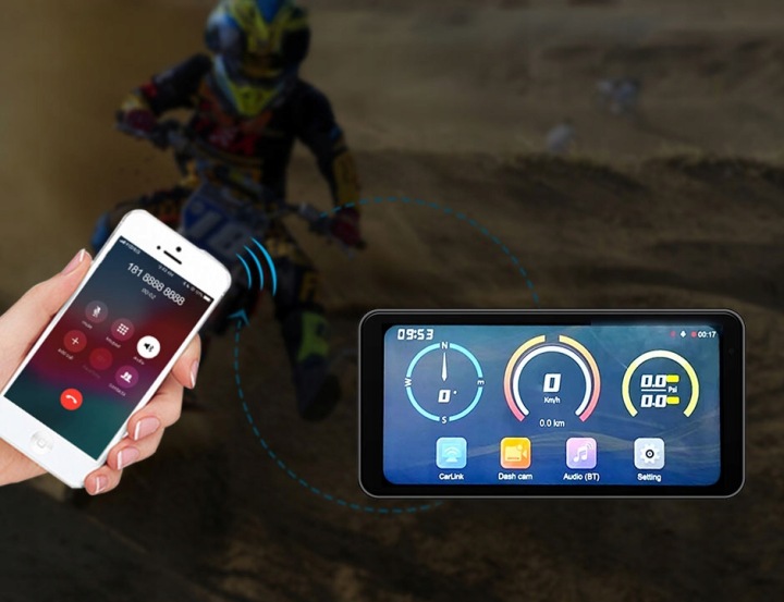 CARPLAY MOTOCYCLETTE ANDROID AUTO GPS CAMÉRA AVANT ARRIÈRE LENTILLES SONY 1080P