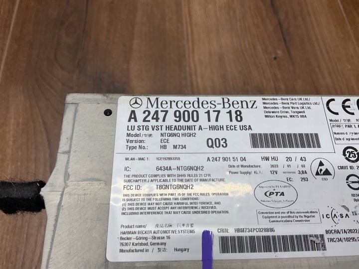 RADIO NAVIGATION NTG6 HIGH ECE MERCEDES X247 GLB 200 23R A2479001718