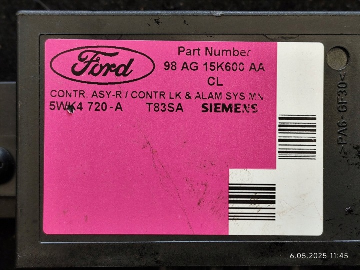 MODULE CENTRAL SERRURE FORD FOCUS IV (HN) 98AG15K600AA 1.8L GASOLINE 92KW