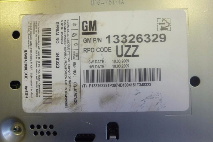 RADIO SANS NAVIGATION OPEL INSIGNIA A (G09) 13321292 2011