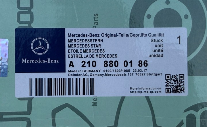 MERCEDES EMBLÈME CELOWNIK ÉTOILE SUR CAPOT A2108800186