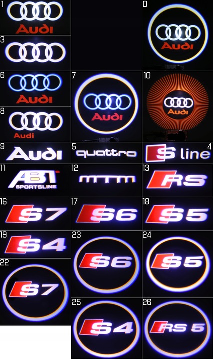 DIOPARA LUMINOSO LED LOGOTIPO PROYECTOR PARA AUDI A3 A4 A5 A6 A7 A8 Q3 Q5 Q7 R8 TT HD 20+ WZOROW 