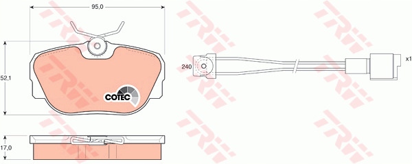 ZAPATAS DE FRENADO TRW GDB820 21173170 PARTE DELANTERA 