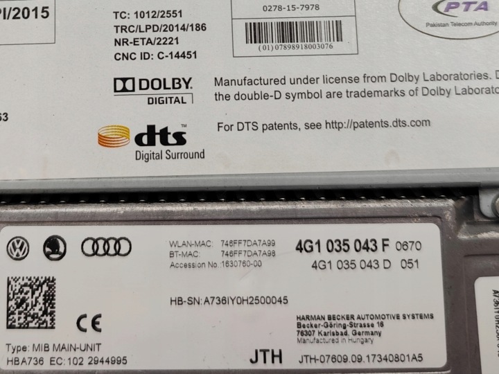 AUDI A6 C7 LIFT UNITÉ NAVIGATION MMI MIB2 4G1035043F