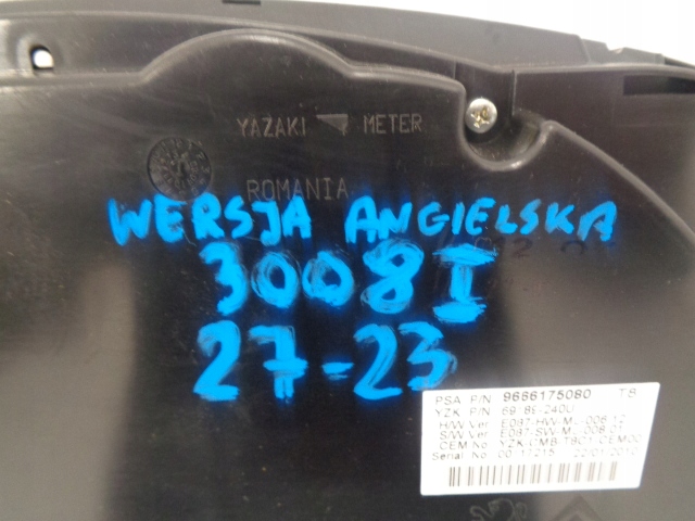 PEUGEOT 3008 COMPTEUR TABLEAU DE BORD 9666175080 ANGLETERRE