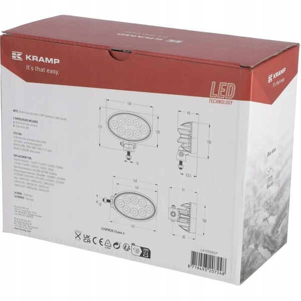PHARE TRAVAILLÉ LED OVALE 56W 5320 LM 10/30V 160X129X68 MM AVEC PUCE DEUTSC