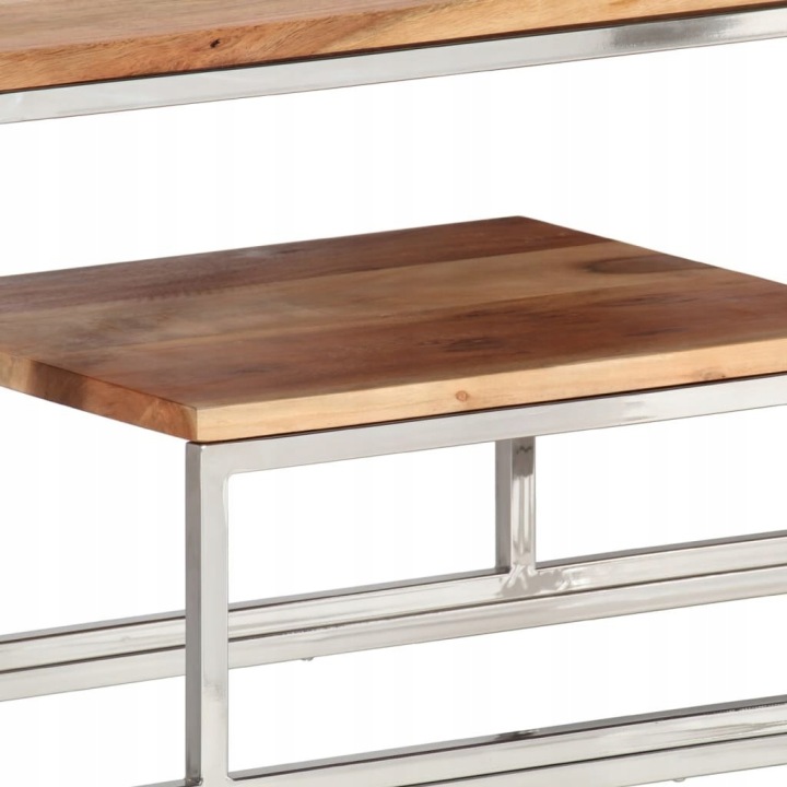 TABLE KONSOLOWY, ARGENTÉ ACIER INOXYDABLE I BOIS AKACJOWE
