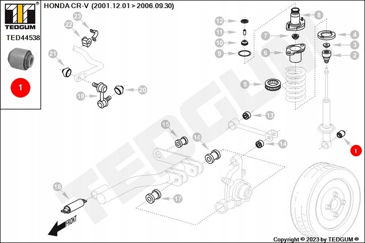 SILENTBLOCK AMORTIGUADOR PARTE TRASERA IZQUIERDA/DERECHA HONDA CR-V II, CR-V III, CR-V IV, FR-V 