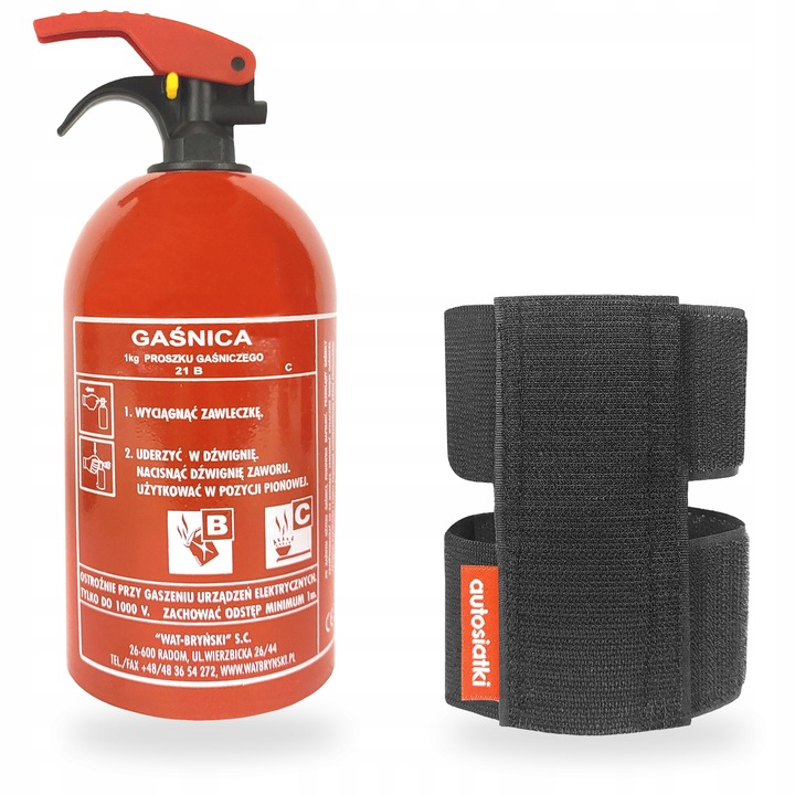 EXTINGUIDOR DE AUTOMÓVIL 1 KG + SOPORTE ANILLO AL RZEP 