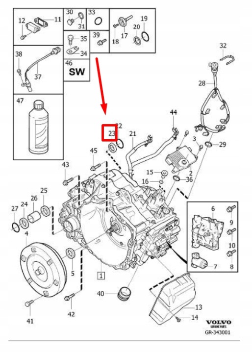 VOLVO S60 MK2 AVANT GAUCHE AUTOMATIQUE MASTIC D'ÉTANCHÉITÉ ARBRE 30751872