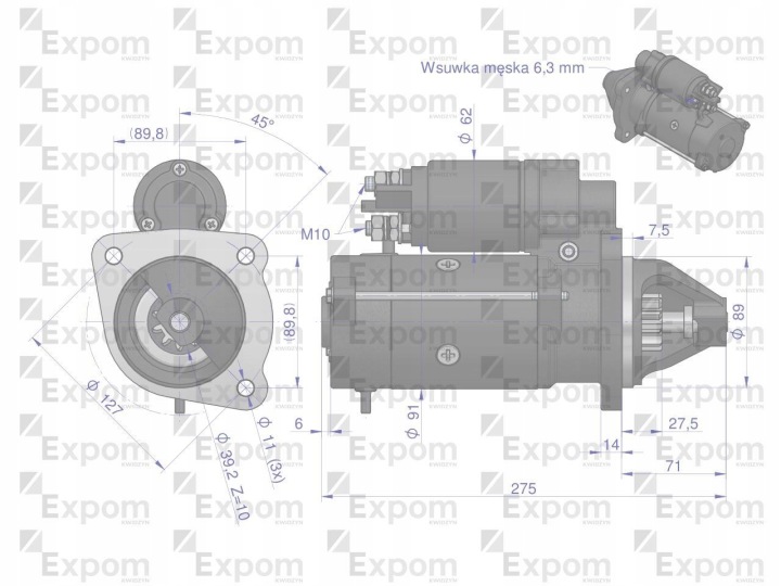 DÉMARREUR AZE4123 NEUF TYPE EXPOM KWIDZYN EUROPE