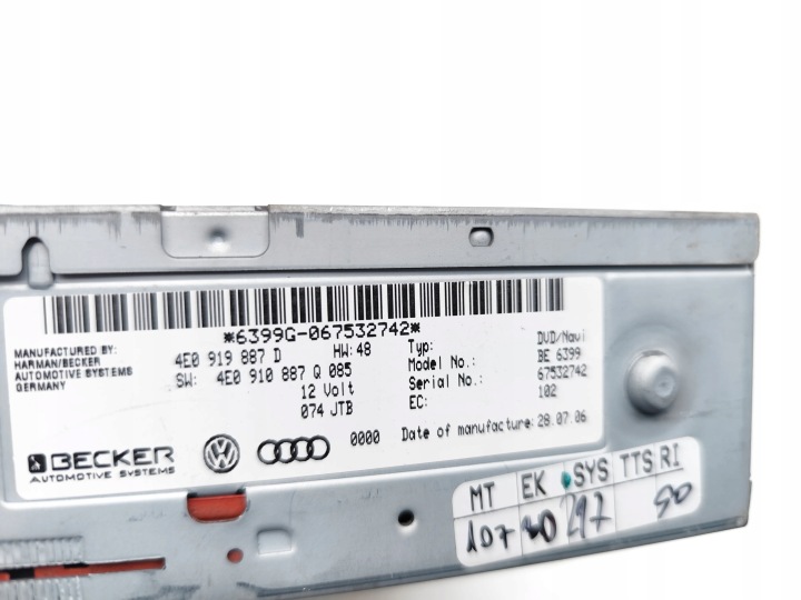 AUDI Q7 STACJA MULTIMEDIALNA GPS CD DVD 2006 SUV 4/5DR 4E0919887D