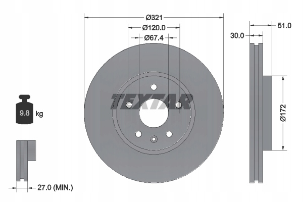 DISCOS ZAPATAS PARTE DELANTERA TEXTAR OPEL INSIGNIA A 