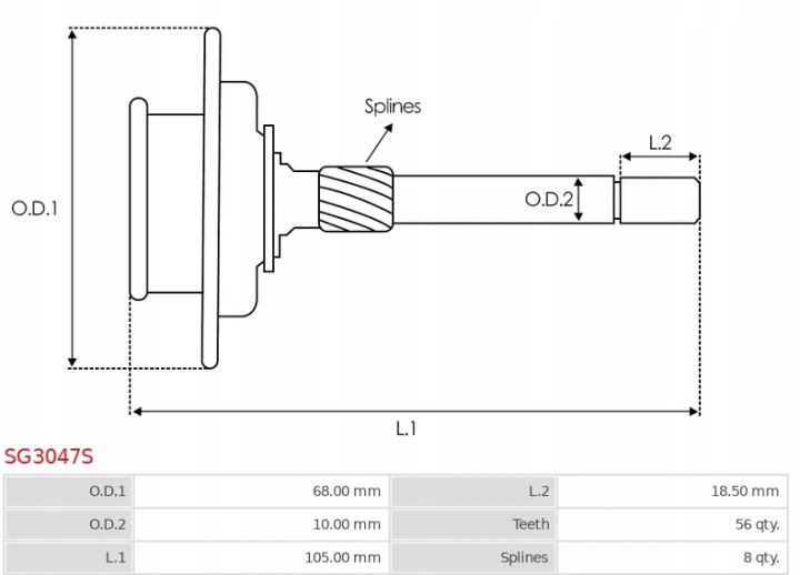 TRANSMISSION DÉMARREUR SG3047S VERS VALEO