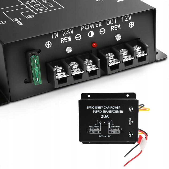 CONVERTISSEUR RÉDUCTEUR DE VITESSE TENSION DC-DC 24V SUR 12V 30A 240W AUTOMOBILE
