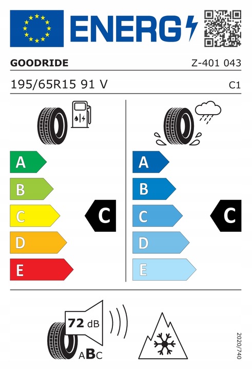 4 PIEZAS NEUMÁTICOS CALOROCZNE 195/65R15 GOODRIDE Z-401 91V 