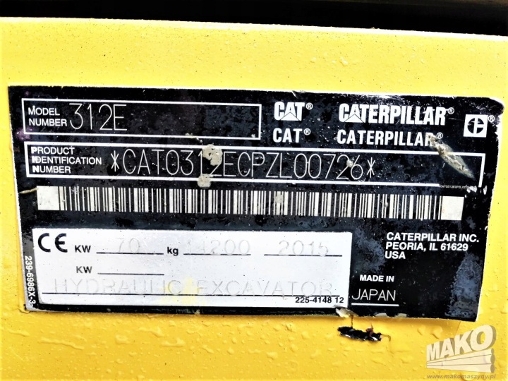 CATERPILLAR 312E PRÊTE VERS TRAVAIL CAT 312 E RACCORD RAPIDE I LYZKA 311 140