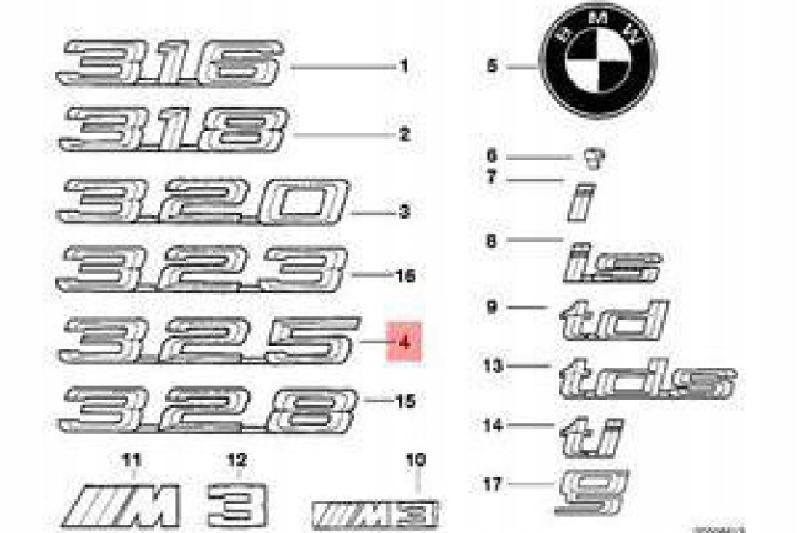 BMW E36 COUVERCLES DE COFFRE COUVERCLES DE COFFRE CHROME 325 EMBLÈME INSIGNE LOGO 1960225 51141960225