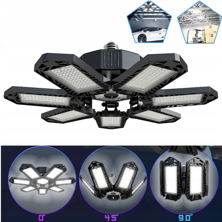PHARE LED SUFITOWA GARAGE 200W 7 PANNEAUX LED DISTANCE 360° HAUTEUR JASNOSC