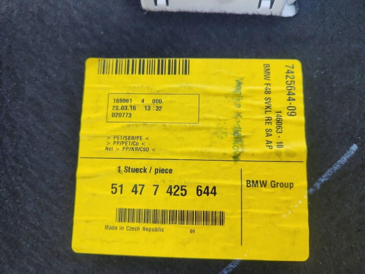 COLLECTEUR COUVERCLES DE COFFRE DROIT ARRIÈRE ARRIÈRE SOUS RÉGLABLE DOSSIER BMW X1 F48