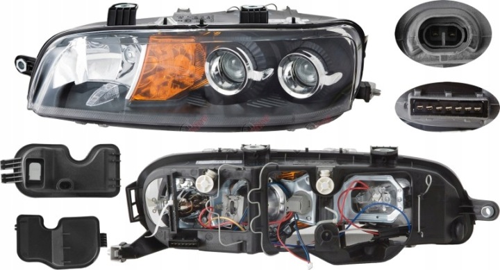 PROJECTEUR GAUCHE (H1/H3, ÉLECTRIQUE COULEUR WKLADU: NOIR FIAT PUNTO