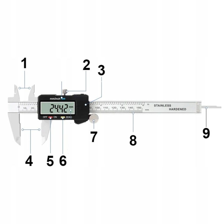 SUWMIARKA DOKLADNA ÉLECTRONIQUE NUMÉRIQUE POMIAROWA LCD 150 MM ÉTUI MÉTALLIQUE