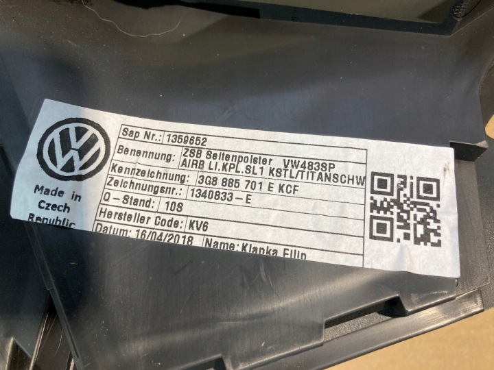 COLLECTEUR BANQUETTES ARRIÈRE ARRIÈRE GAUCHE AVEC COUSSIN VW ARTEON 3G8885701E