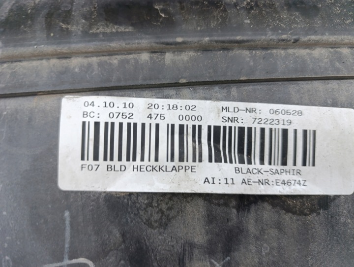BMW F07 GT MOULURE PANNEAU ARRIÈRE COUVERCLES DE COFFRE 7222319