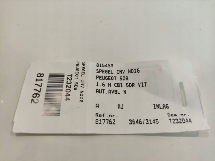 PEUGEOT 508 RÉTROVISEUR INTERNE INTERNE 96758889XT