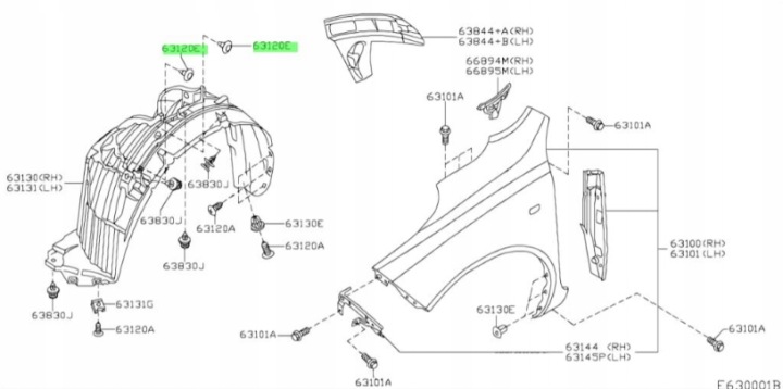 CLIPS PASSAGE DE ROUE NISSAN ALMERA JUKE MICRA OE 01461-00QAD