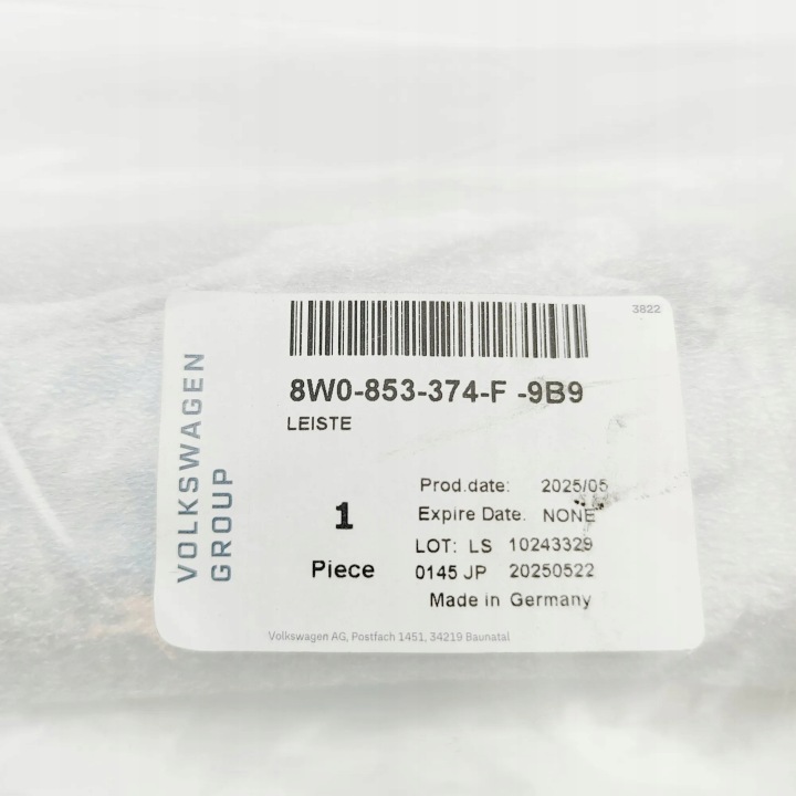 AUDI A5 8W6 MOULURE SEUIL AVANT DROITE 8W0853374F9B9 ORIGINALE