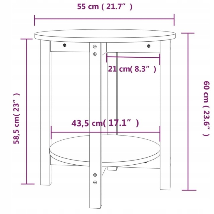 TABLE KAWOWY, NOIR Ø 55X60 CM, LITE BOIS SOSNOWE LUMARKO!