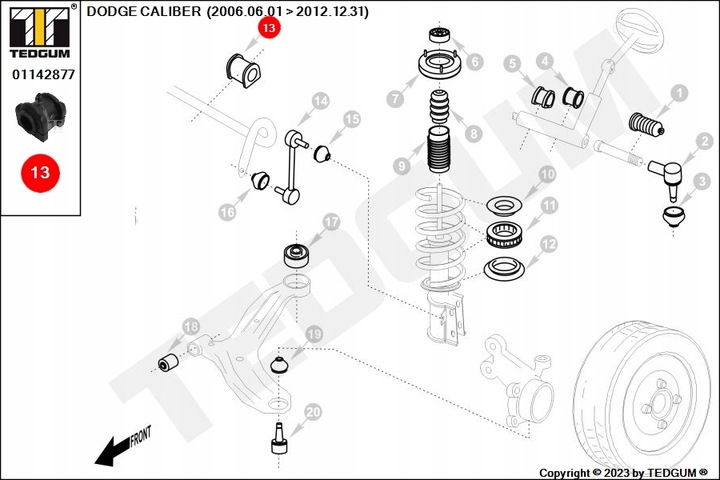 GOMA ESTABILIZADOR PARTE DELANTERA WEW DODGE JEEP COMPASS PATRIOT 