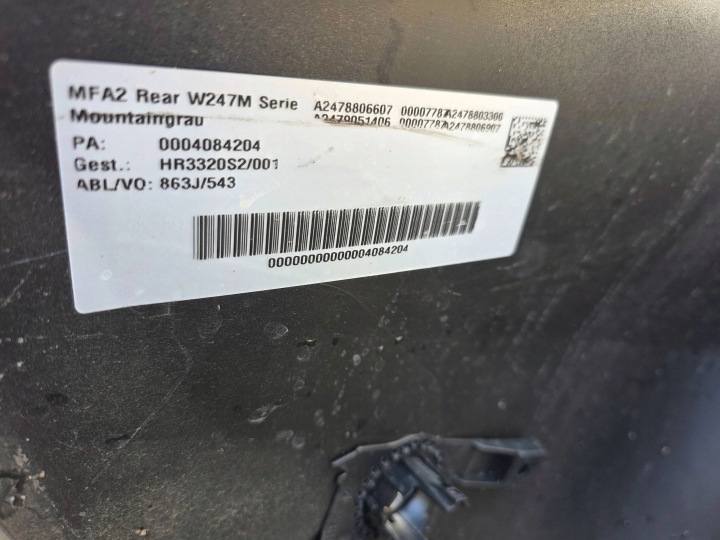 PARE-CHOCS ARRIÈRE ARRIÈRE MERCEDES-BENZ B W247 A2478806607