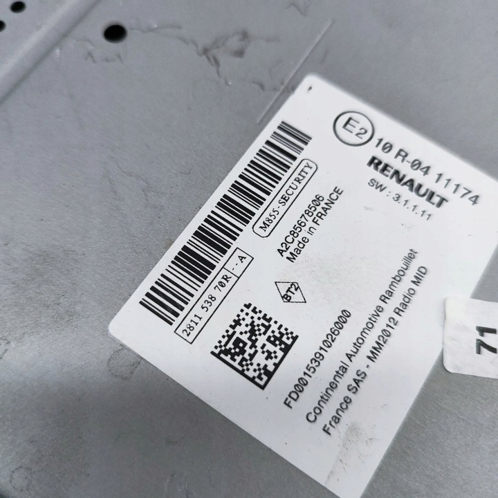 MODULE NAVIGATION RENAULT ZOE (BFM_) 281153870R 31292886 65KW 2015