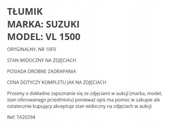 SILENCIEUX COLLECTEUR SUZUKI VL 1500 INTRUDER