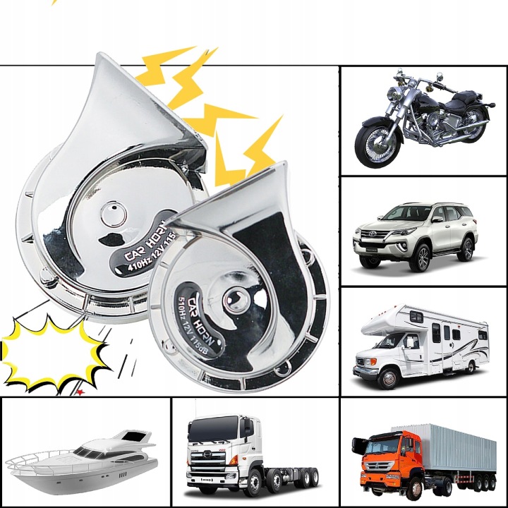 KLAXON AUTOMOBILE SLIMAK SIGNAL SONORE DWUTONOWY 12V 115DB ARGENTÉ