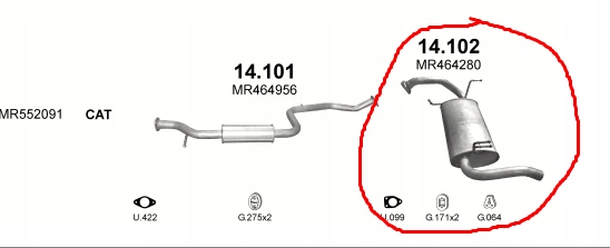 MITSUBISHI SPACE STAR 1.3 1.6 16V 1.8 GDI 60-82-90KW SILENCIADOR TERMINAL 14.102 