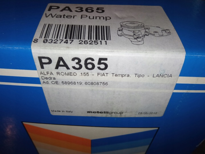 GRAF PA365, REFROIDISSEMENT MOTEUR TIPO TEMPRA DELTA DEDRA