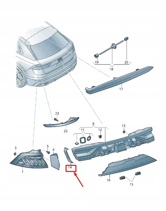 AUDI Q8 4MN PROTECTION ARRIÈRE DROIT FEUX 4M8945256