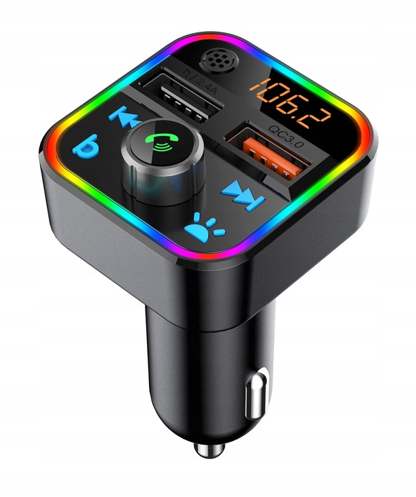 TRANSMITTER FM BLOW CHARGER USB QC RGB BLUETOOTH 