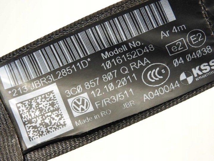DOSSIER BANQUETTES ARRIÈRE DROIT ARRIÈRE COURROIE VW PASSAT B7 UNIVERSEL 3C0857807Q