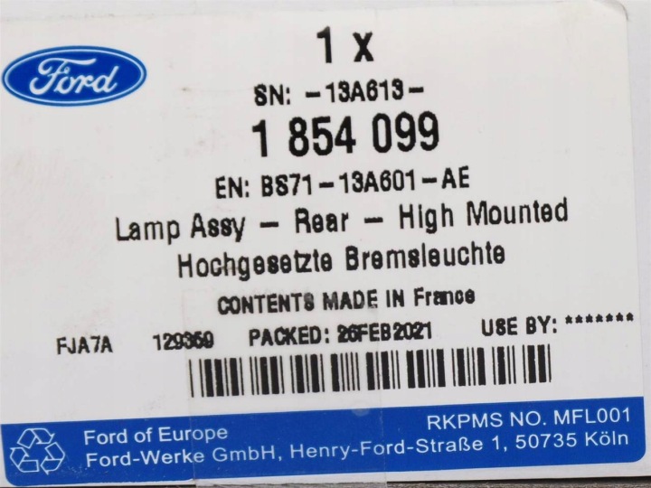 TROISIÈME FEUX DE STOP FORD MONDEO MK4 BERLINE 2010-