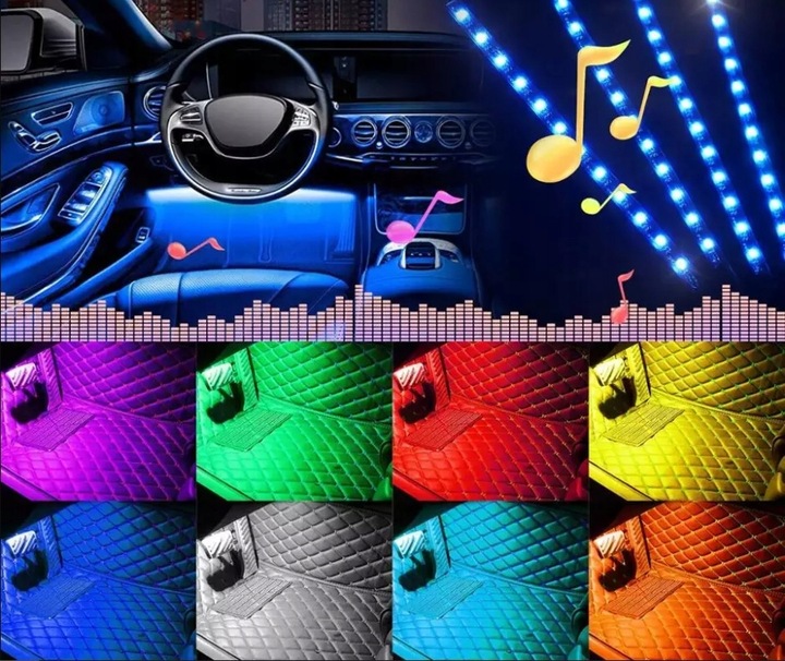 CORREAS DIODO LUMINOSO LED - LEDY USB INTERIOR AUTO CINTA CABINAS COCHE ILUMINACIÓN LEDOWE 