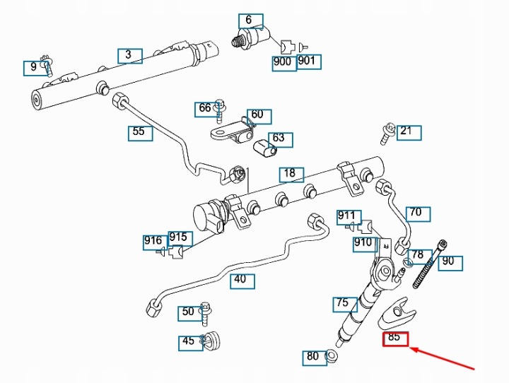 MERCEDES-BENZ ML W164 SUPPORT BUSES D'INJECTION A6420160038 ORIGINAL