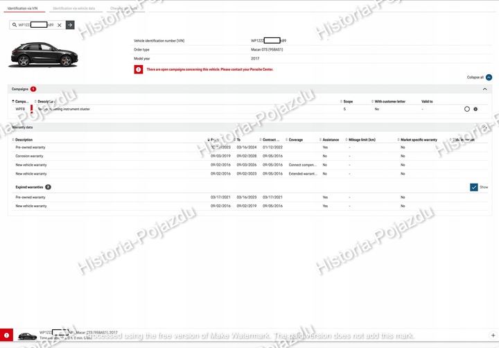 PORSCHE VIN HISTORIA DE MANTENIMIENTO ASO - SPRAWDZENIE 7/7 - TRAGALUZ ENTREGA 