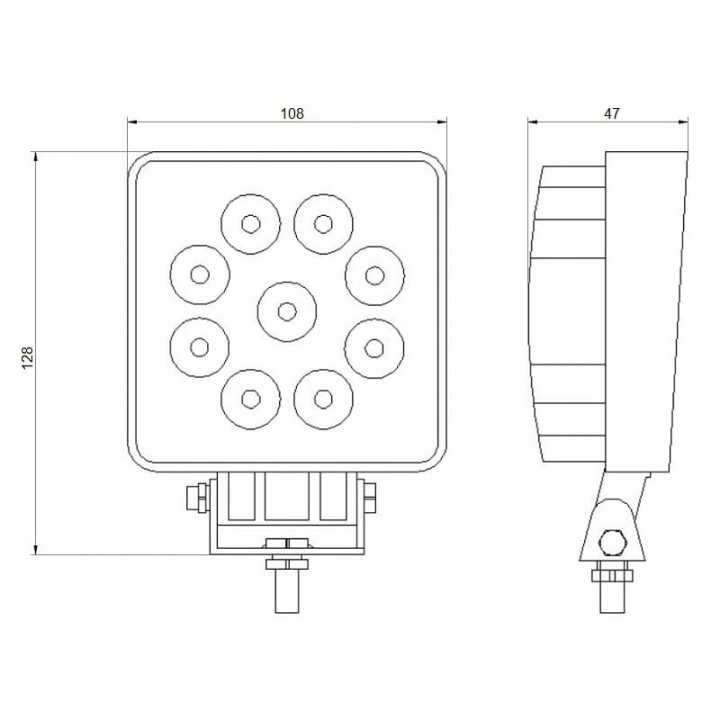PHARE TRAVAILLÉ 9XLED 1430 LM 24W PODLACZENIE